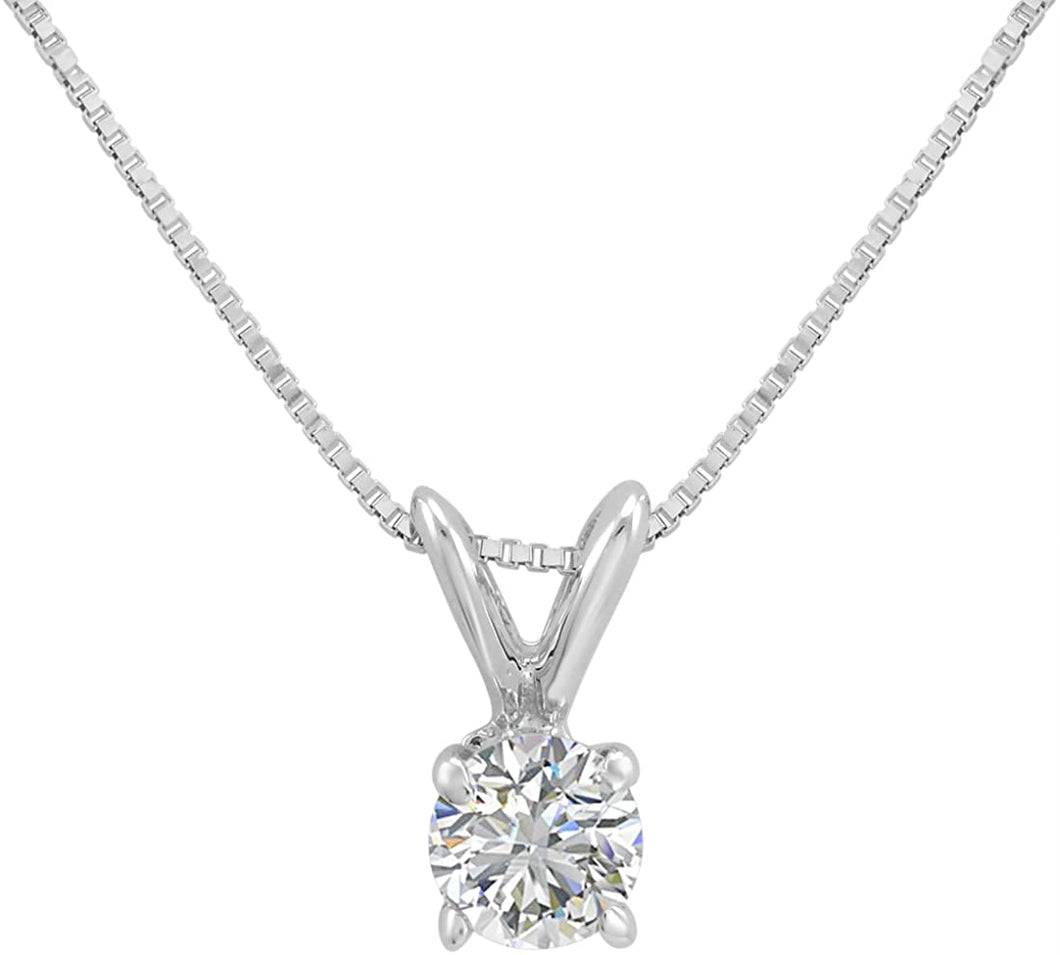 White Diamond Necklace in 14 Karat Yellow Gold 0.75 Carat Diamond Solitaire  16 to 18 inch Pendant