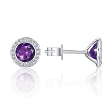 Load image into Gallery viewer, Diamond Halo Semi Precious Gemstone Earrings
