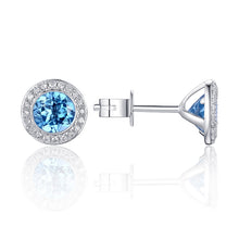 Load image into Gallery viewer, Diamond Halo Semi Precious Gemstone Earrings
